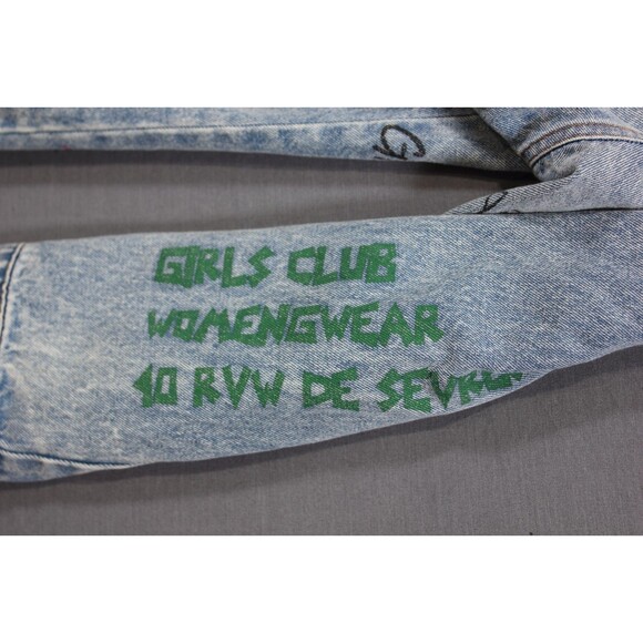 AKIRA Rude Jacket Jean Denim Azalea Wang Paris Painted Women's Girl's Club L - Picture 5 of 14